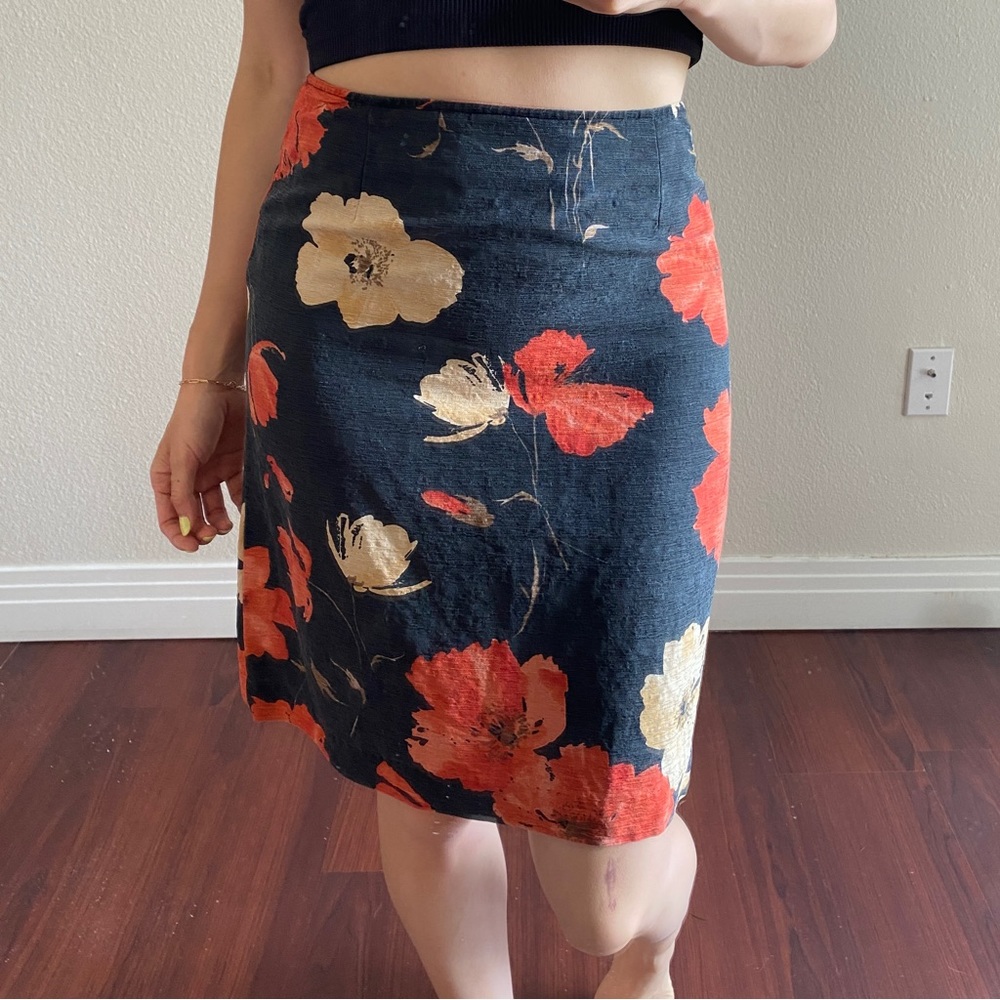 Vintage silk pencil skirt floral print